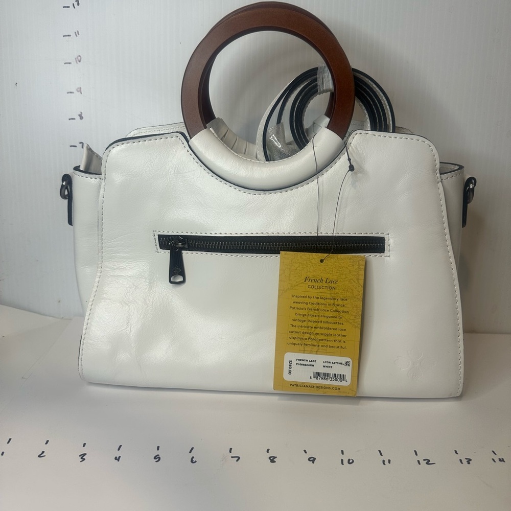 Patricia Nash White Satchel with Brown Handles